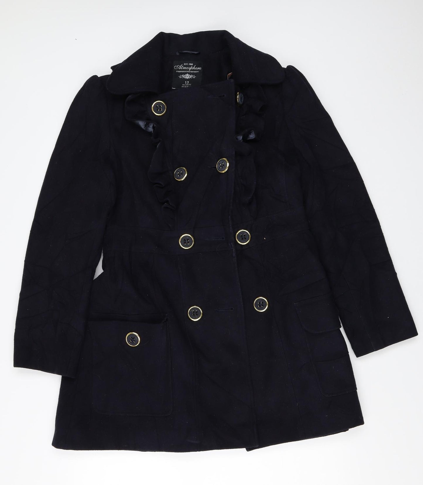 Primark Womens Blue   Overcoat Coat Size 12