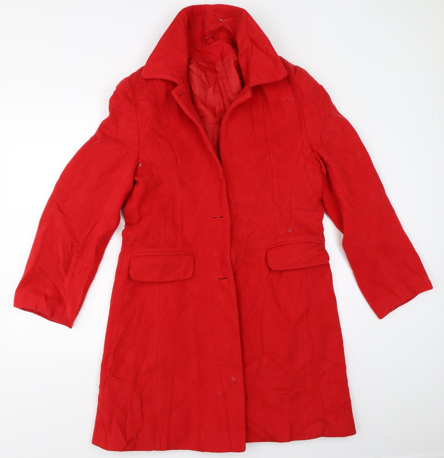 Preworn Womens Red   Overcoat Coat Size 12