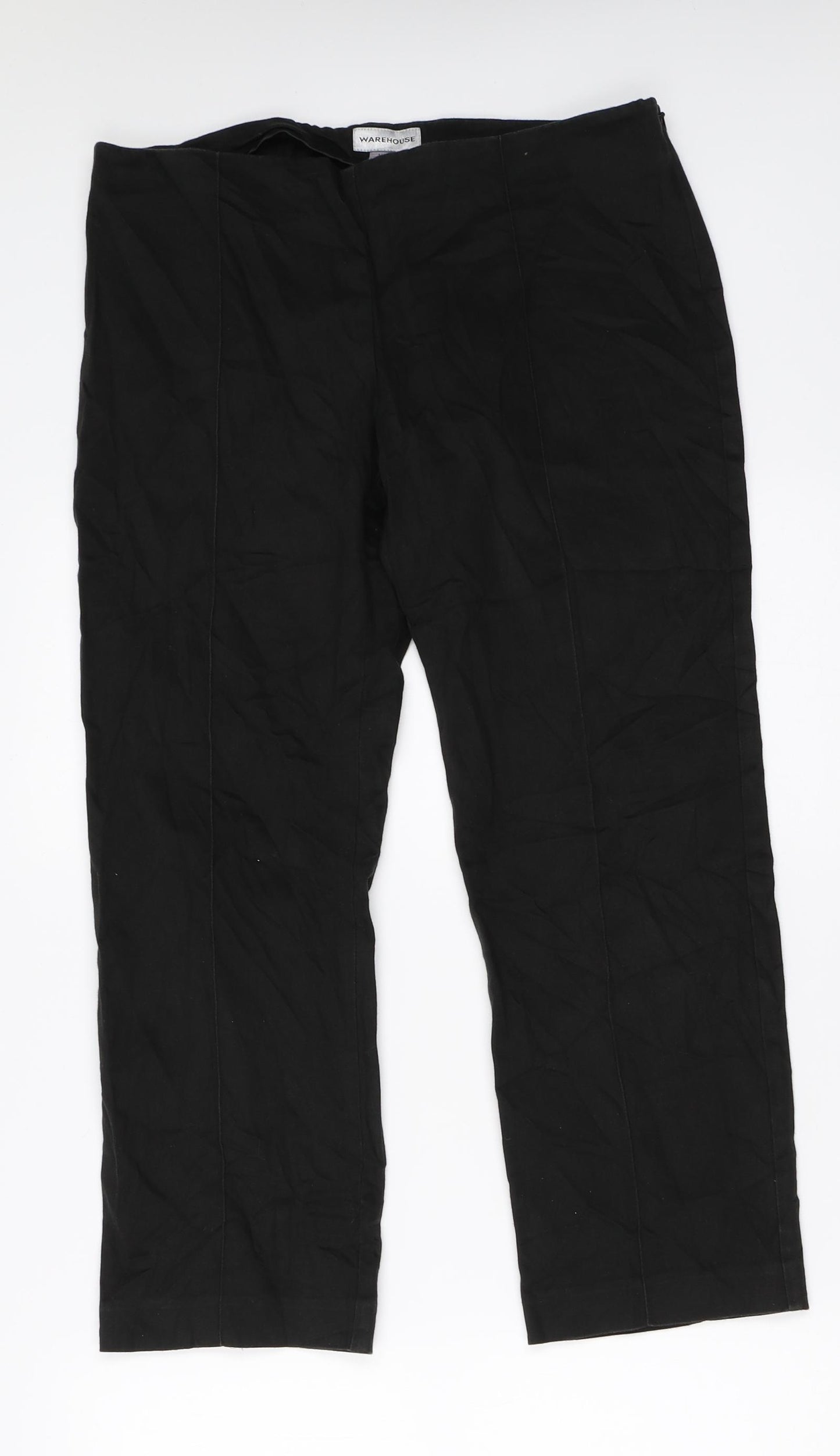 Warehouse Womens Black   Cropped Trousers Size 12 L24 in