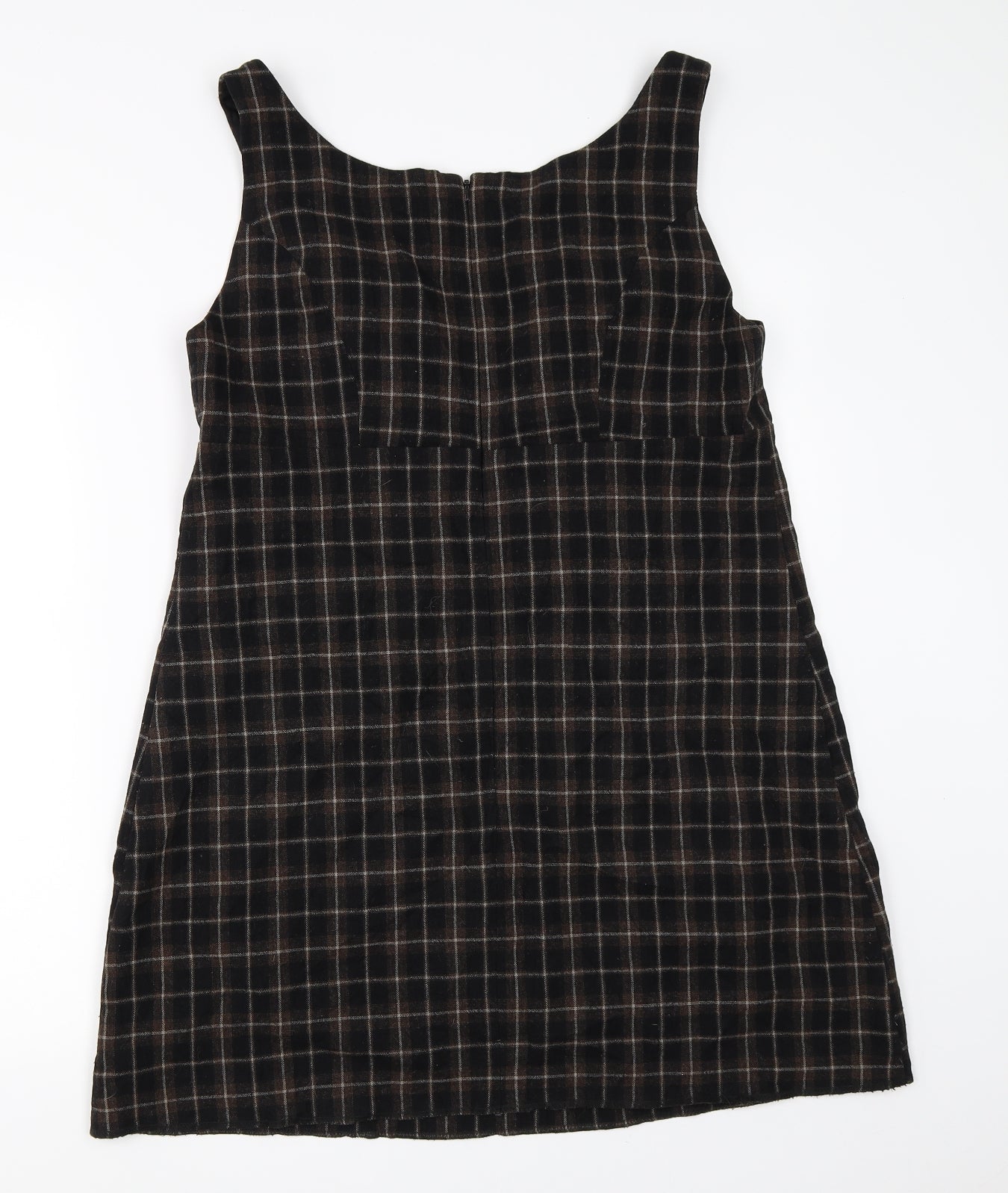 Warehouse Womens Black Check  Pinafore/Dungaree Dress  Size 16