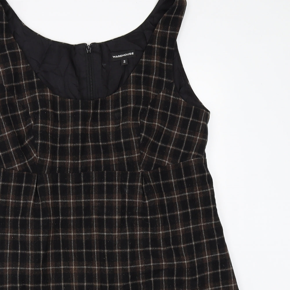Warehouse Womens Black Check  Pinafore/Dungaree Dress  Size 16