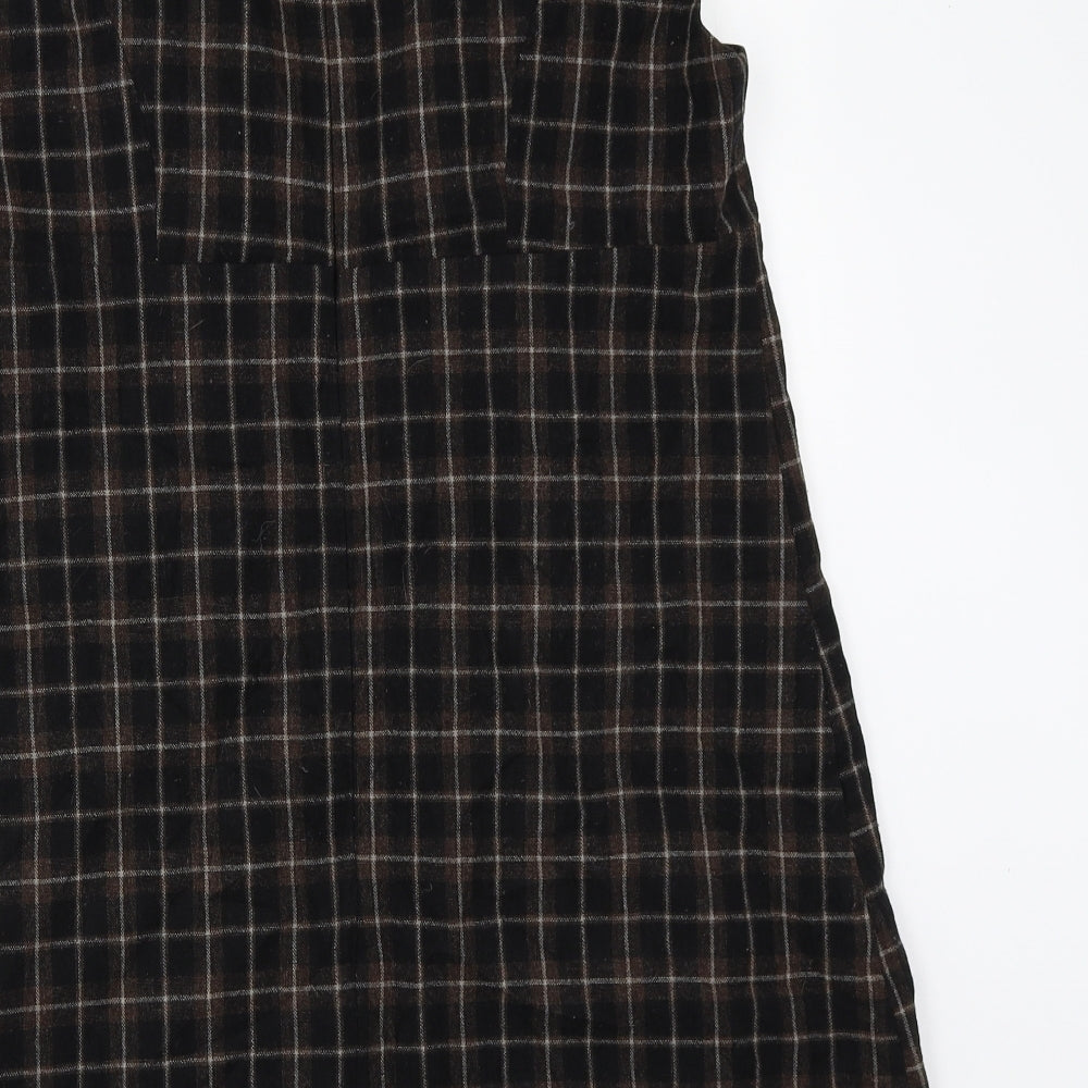 Warehouse Womens Black Check  Pinafore/Dungaree Dress  Size 16