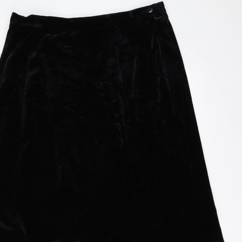 Alexon Womens Black  Velour Flare Skirt Size 14
