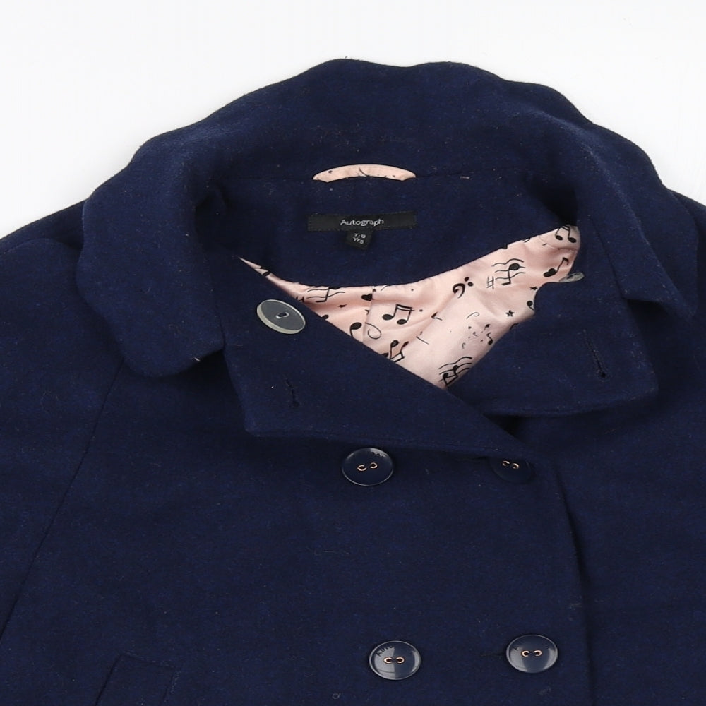 Autograph Girls Blue   Overcoat Coat Size 7-8 Years