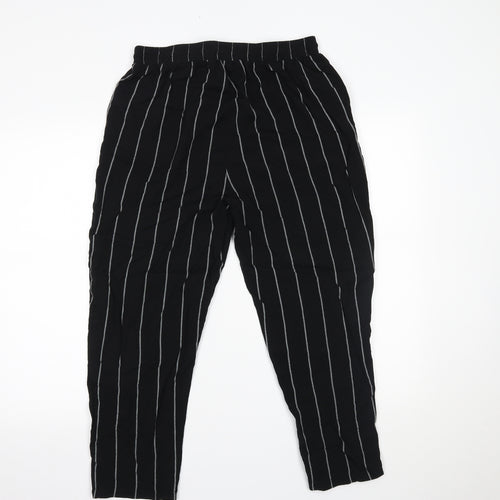 PRETTYLITTLETHING Womens Black Striped  Trousers  Size 14 L23 in