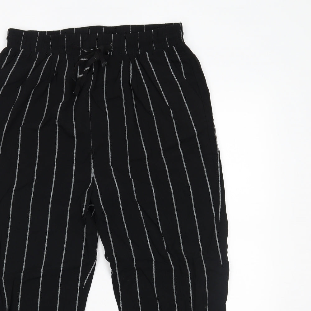 PRETTYLITTLETHING Womens Black Striped  Trousers  Size 14 L23 in