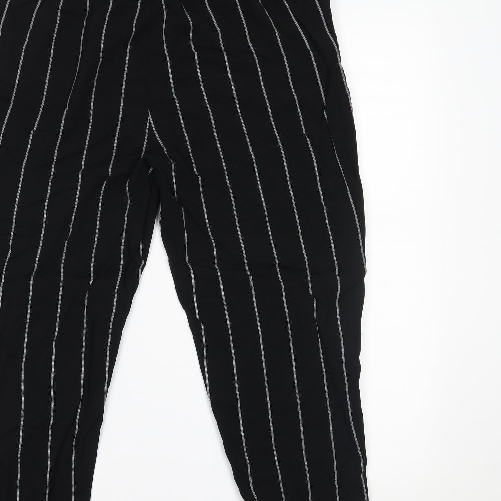 PRETTYLITTLETHING Womens Black Striped  Trousers  Size 14 L23 in