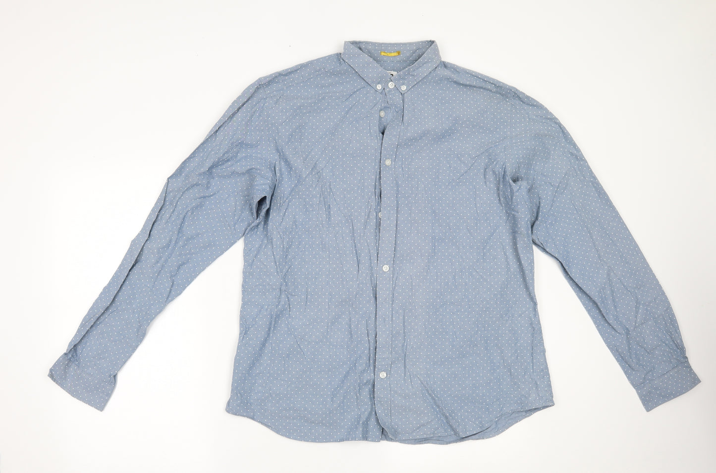 John Lewis Mens Blue Polka Dot   Dress Shirt Size 2XL