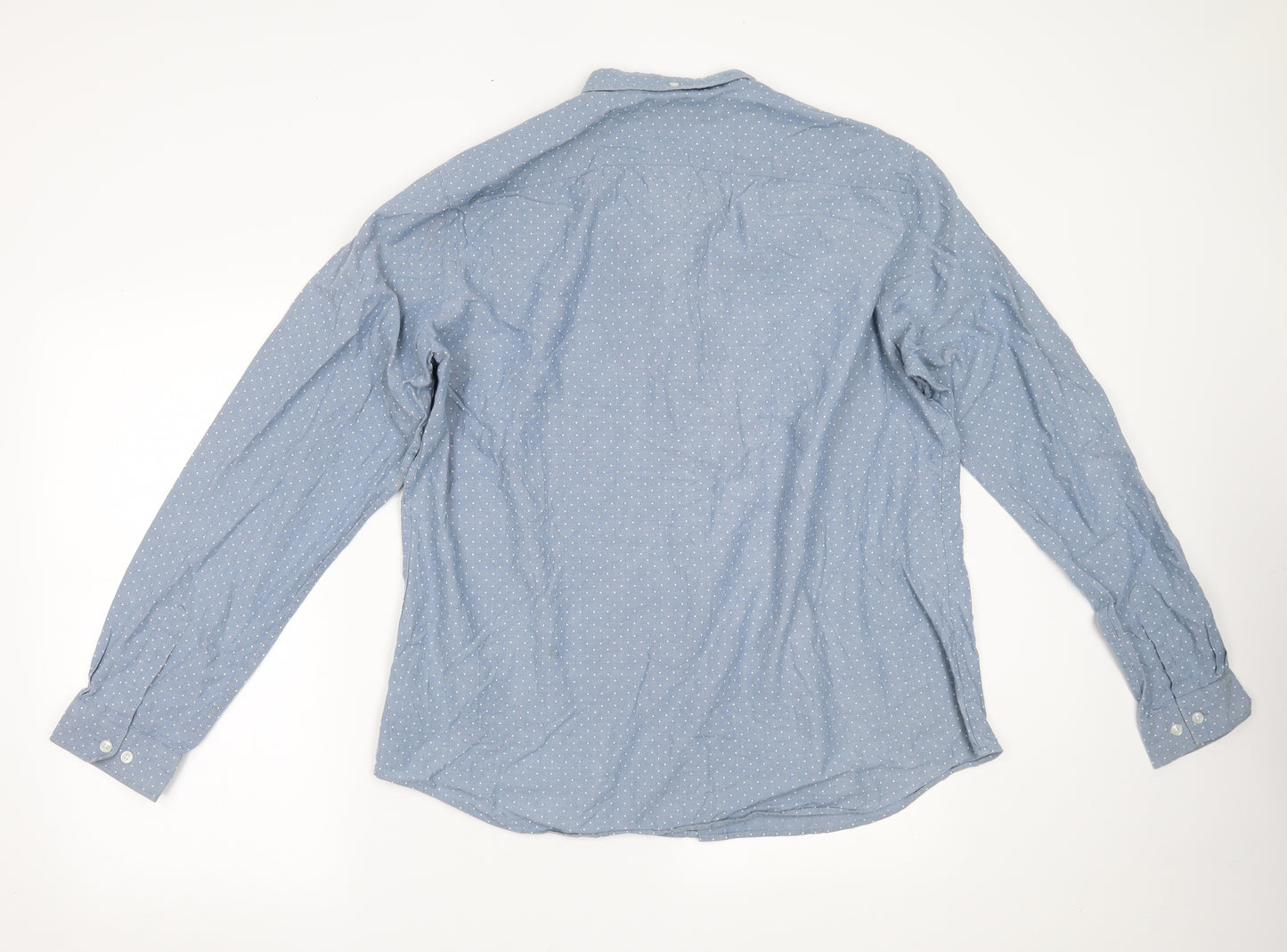 John Lewis Mens Blue Polka Dot   Dress Shirt Size 2XL