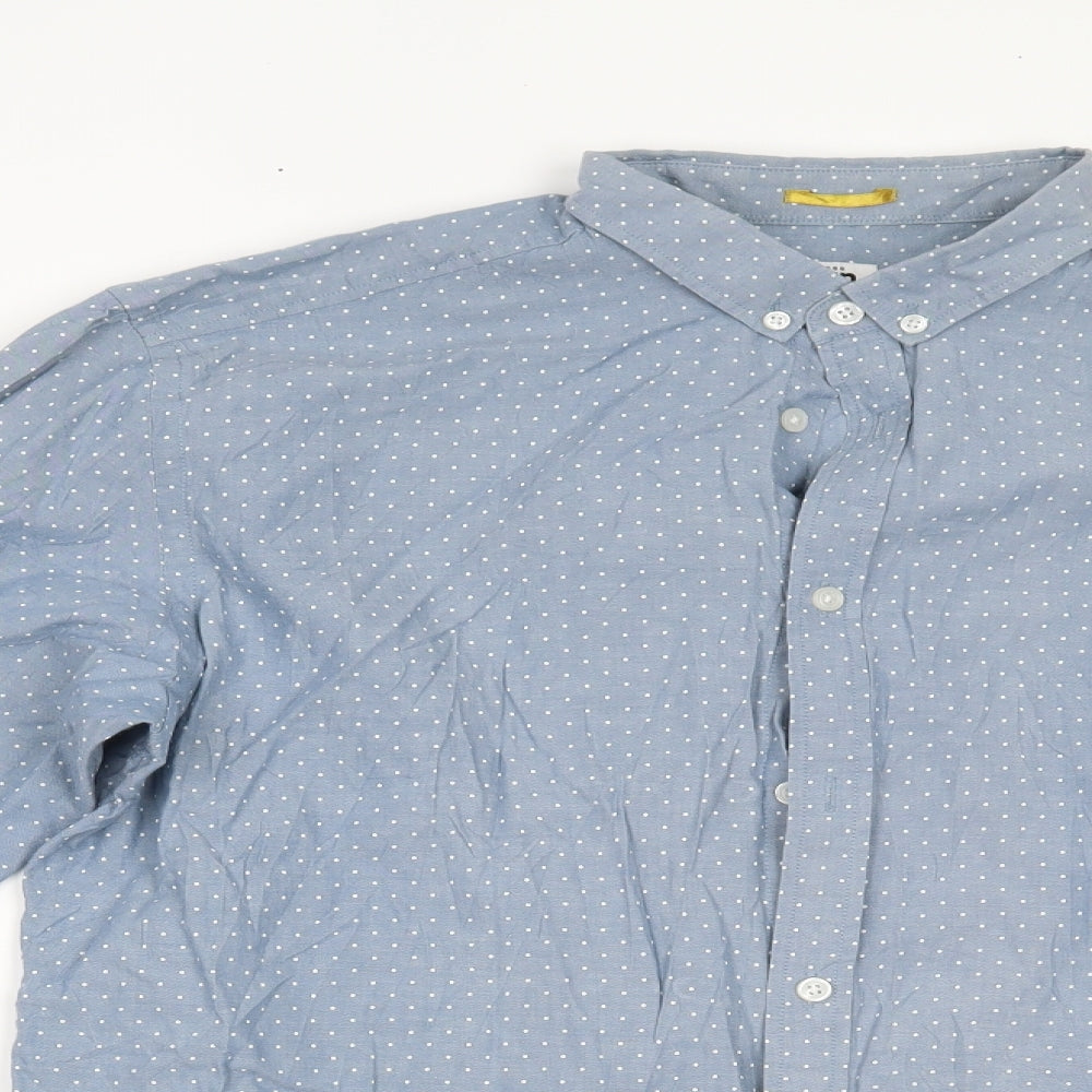 John Lewis Mens Blue Polka Dot   Dress Shirt Size 2XL