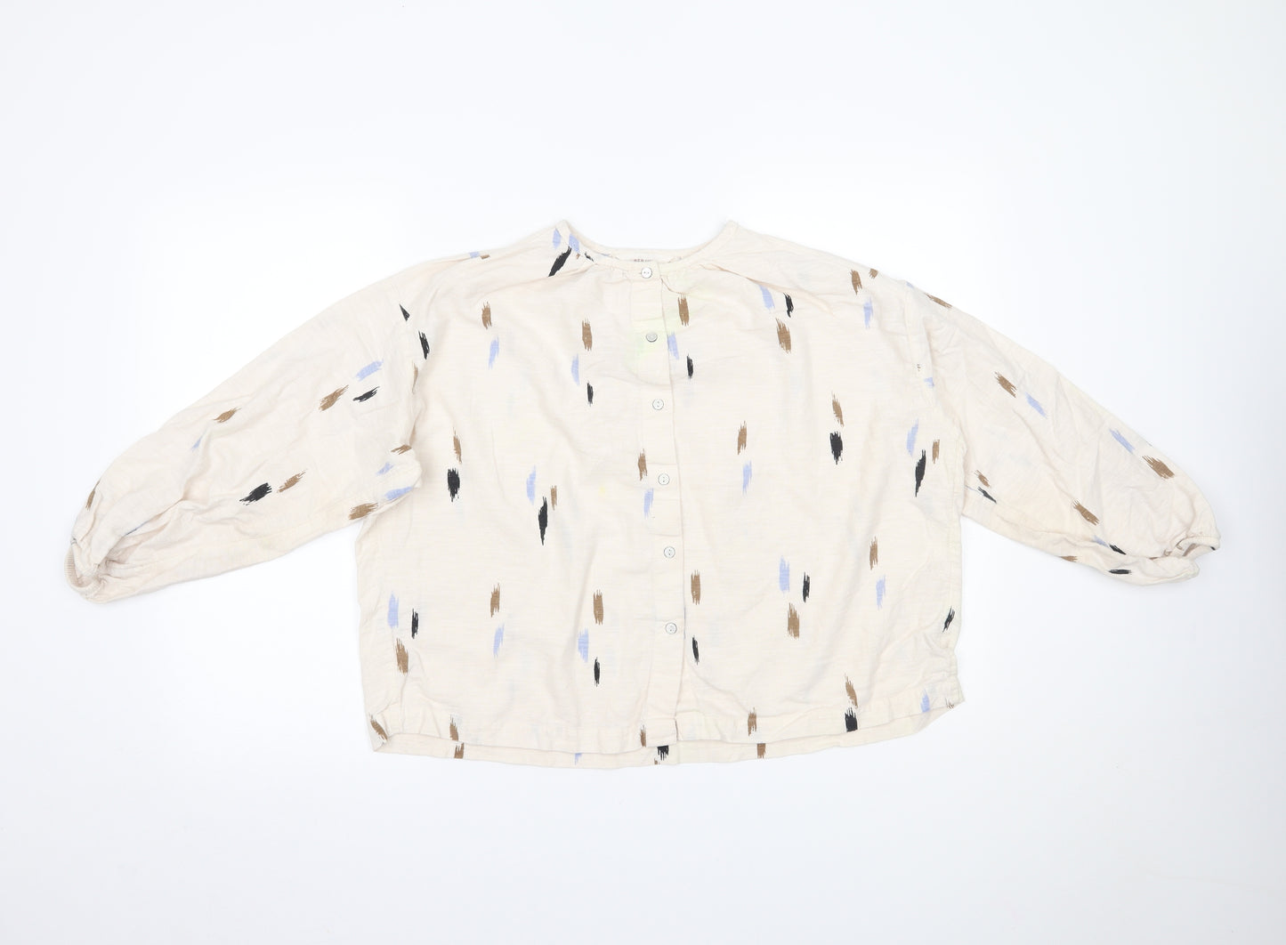 Marks and Spencer Womens Beige Polka Dot  Basic Button-Up Size 6