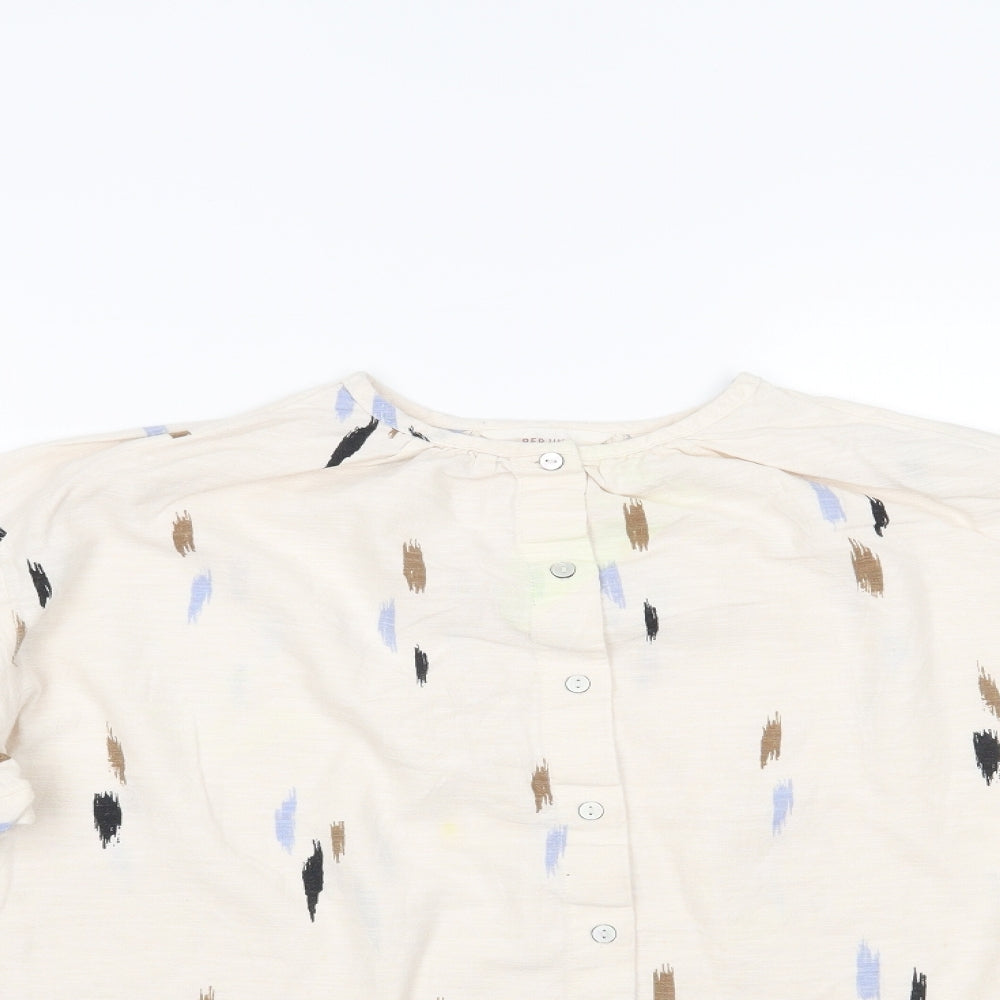 Marks and Spencer Womens Beige Polka Dot  Basic Button-Up Size 6