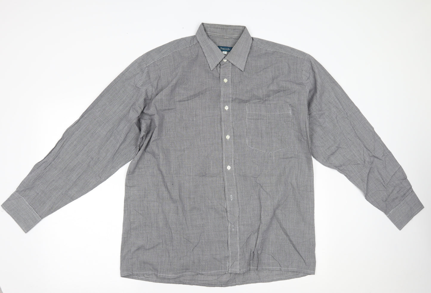 Peacocks Mens Black Check   Dress Shirt Size 16