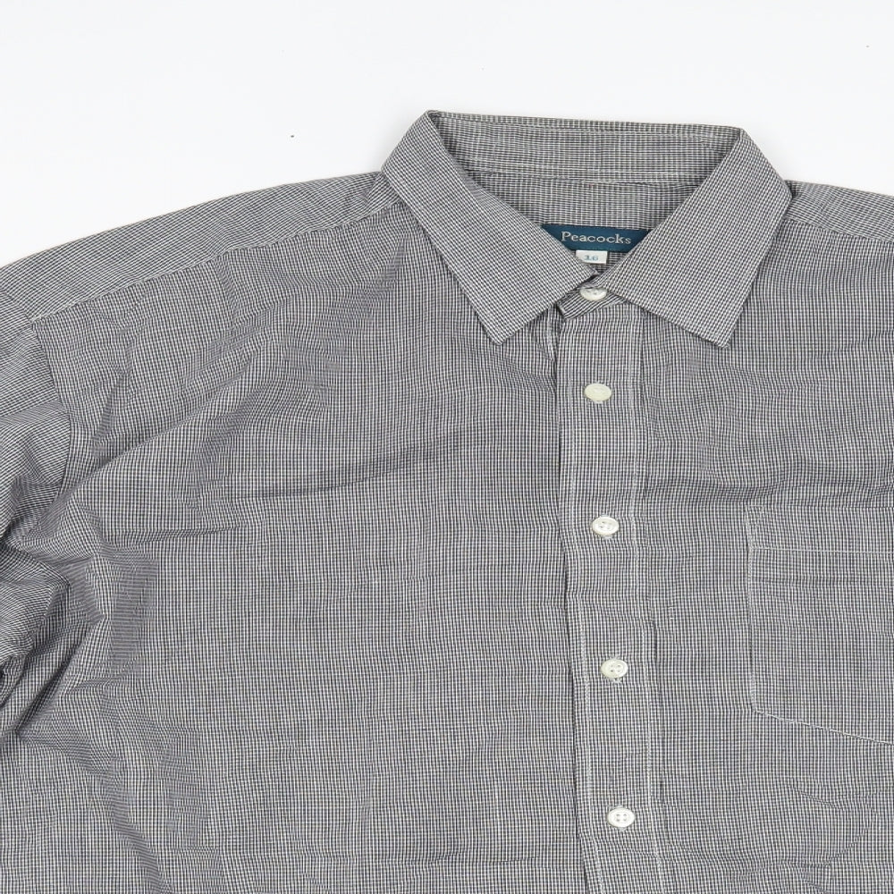 Peacocks Mens Black Check   Dress Shirt Size 16