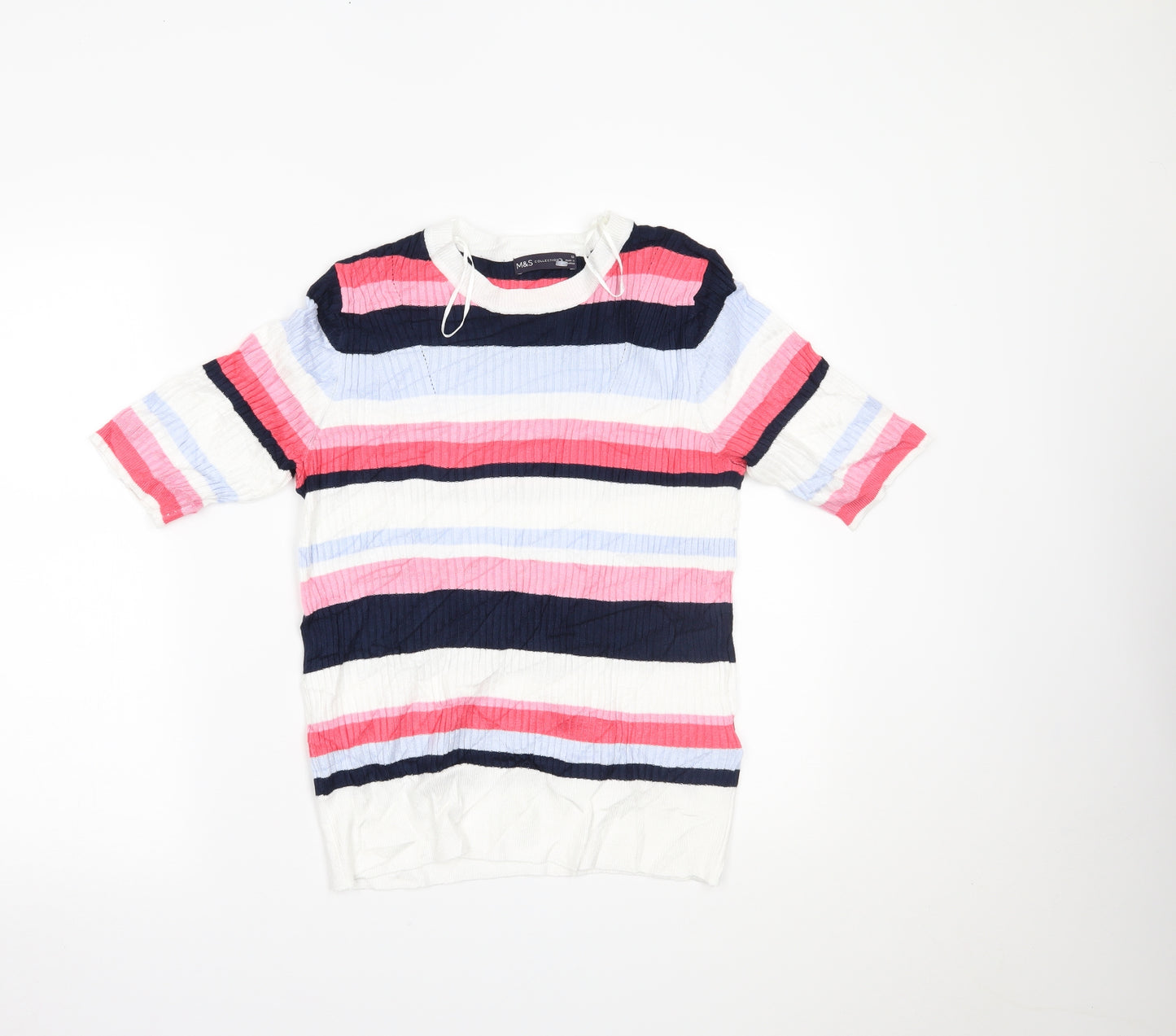 Marks and Spencer Womens Multicoloured Striped  Basic T-Shirt Size 12