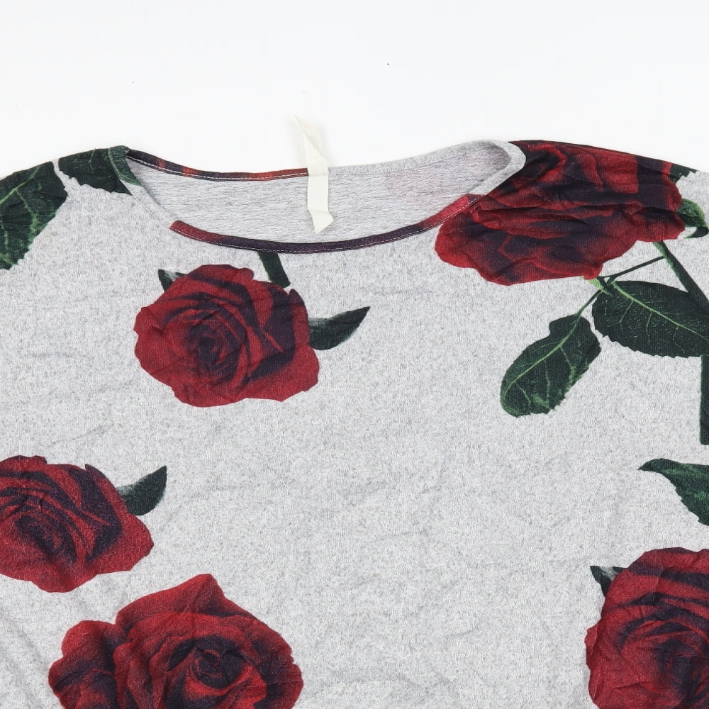 Stella Morgan Womens Grey Floral  Basic Blouse Size 16