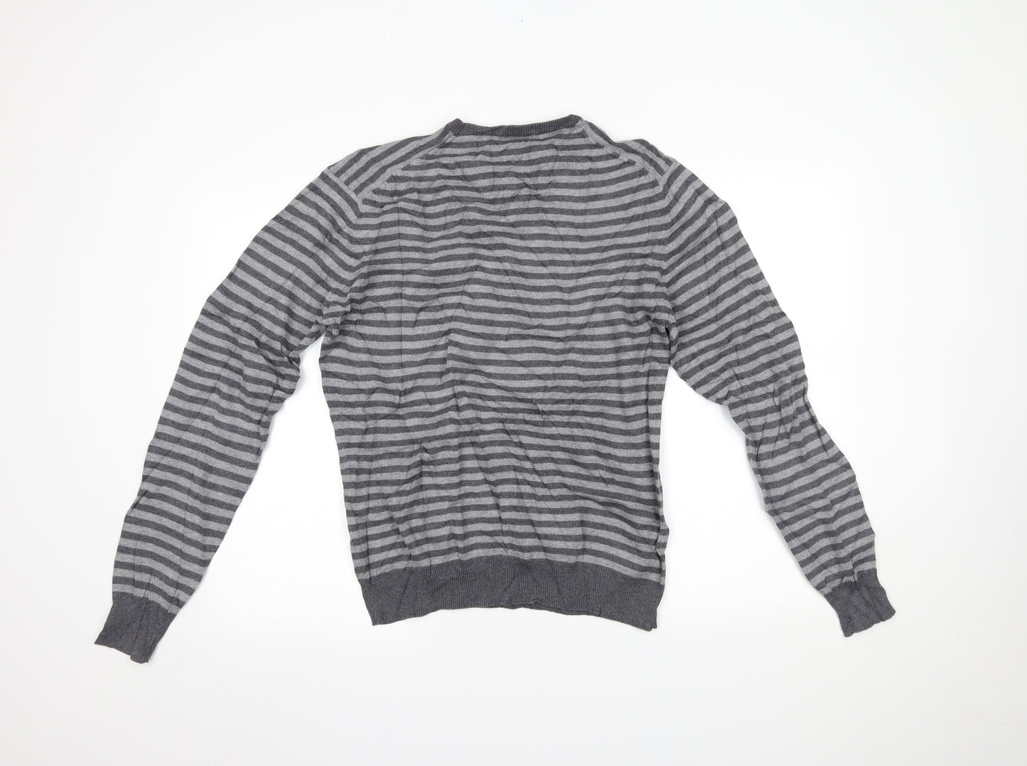 DUNNES Mens Grey Striped  Pullover Jumper Size M