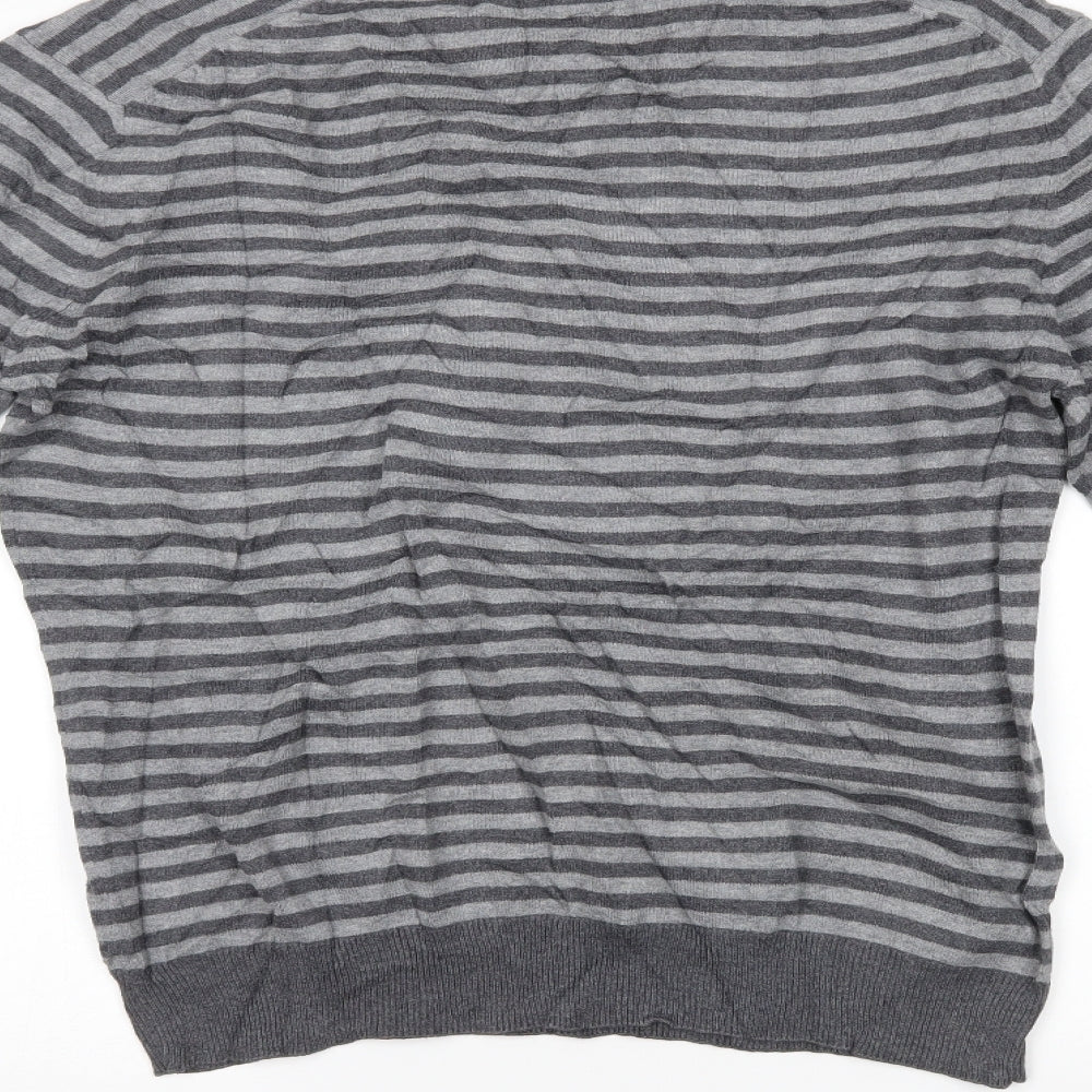 DUNNES Mens Grey Striped  Pullover Jumper Size M