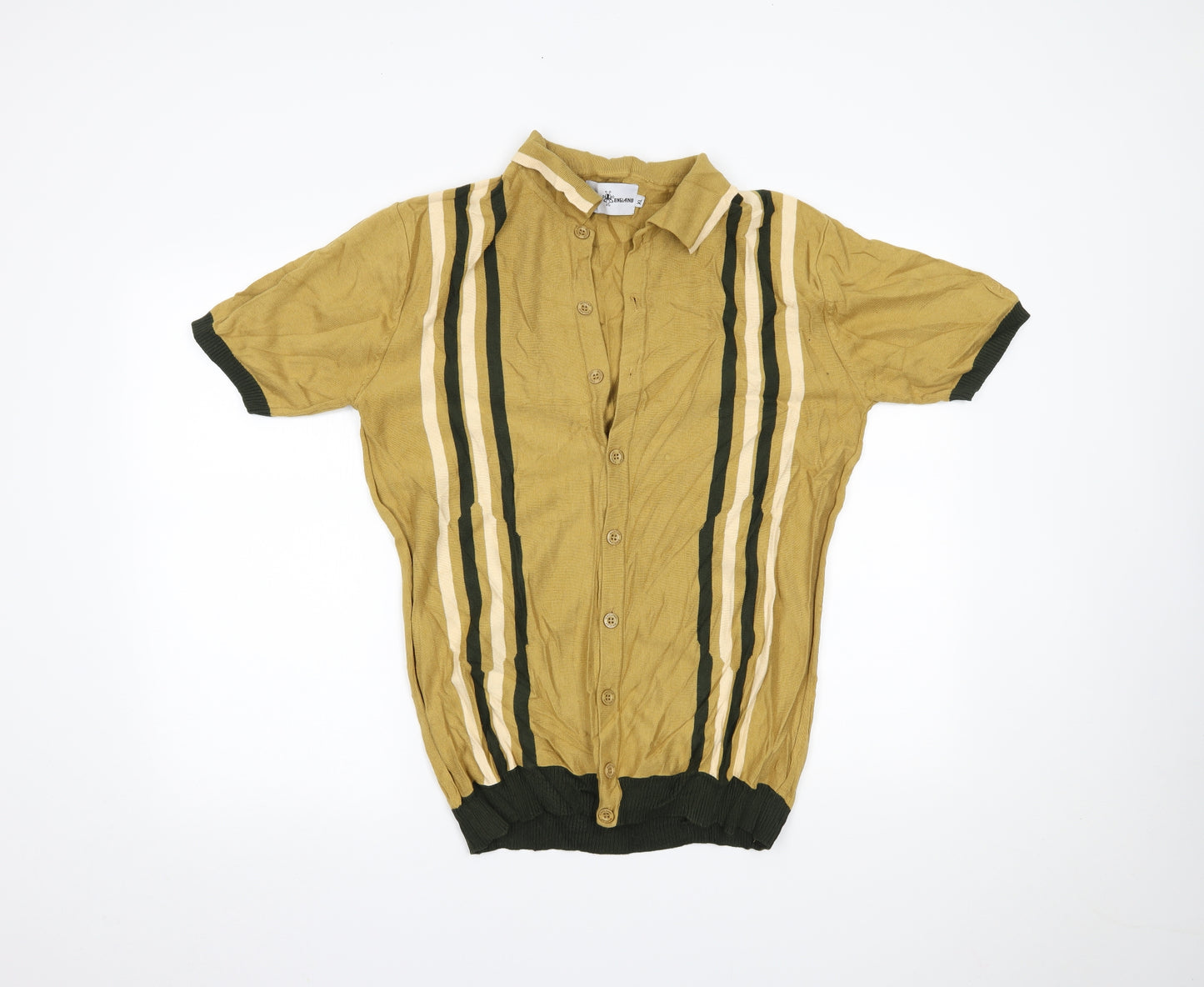 Madcap England Mens Yellow Striped   Button-Up Size XL
