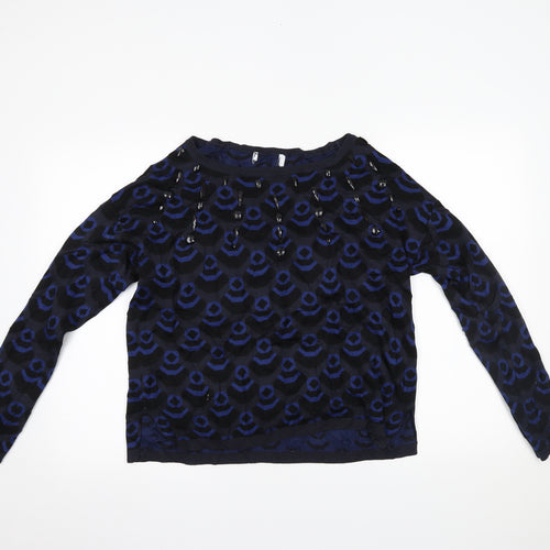 NEXT Womens Blue Geometric  Pullover Jumper Size 14