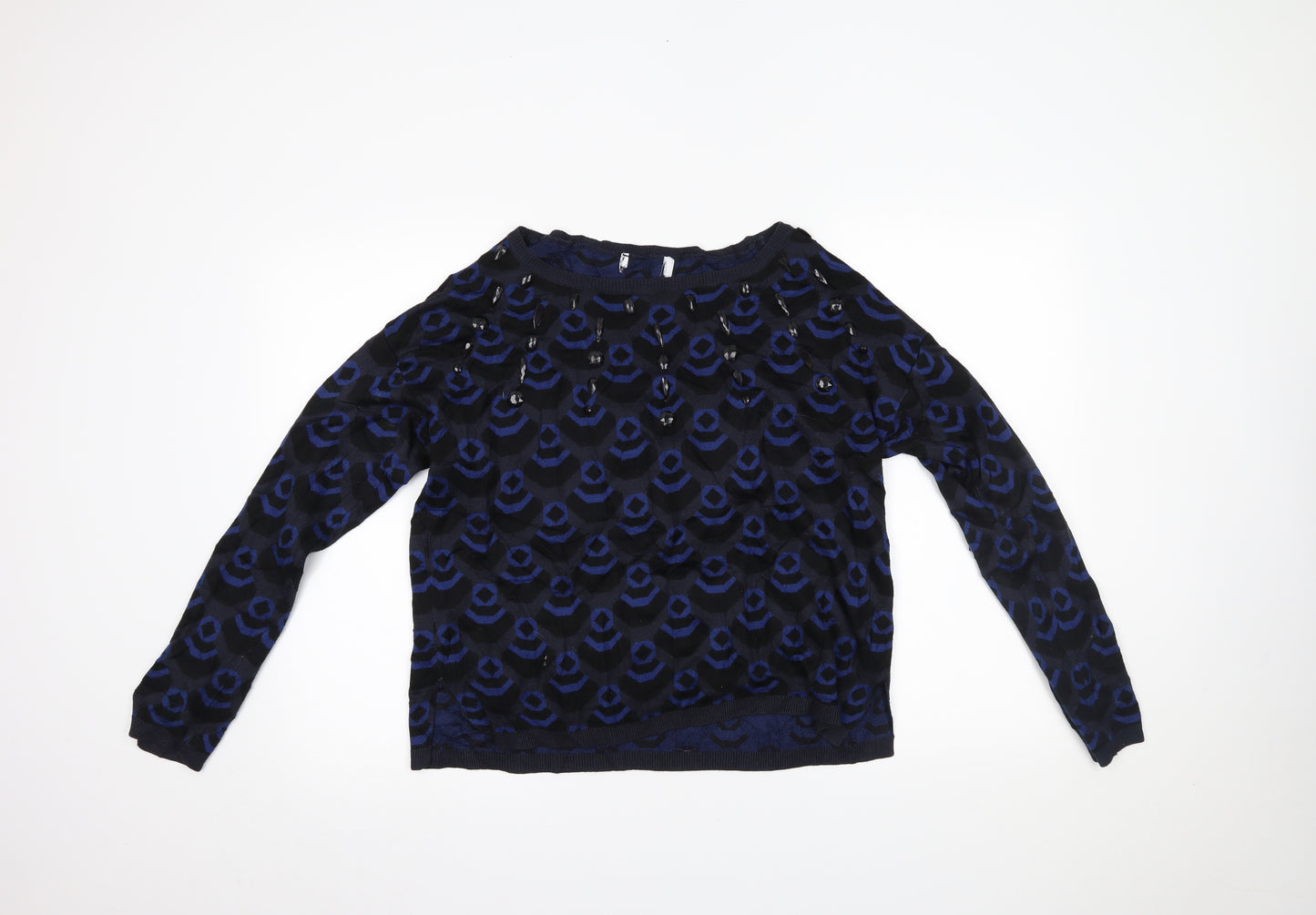 NEXT Womens Blue Geometric  Pullover Jumper Size 14