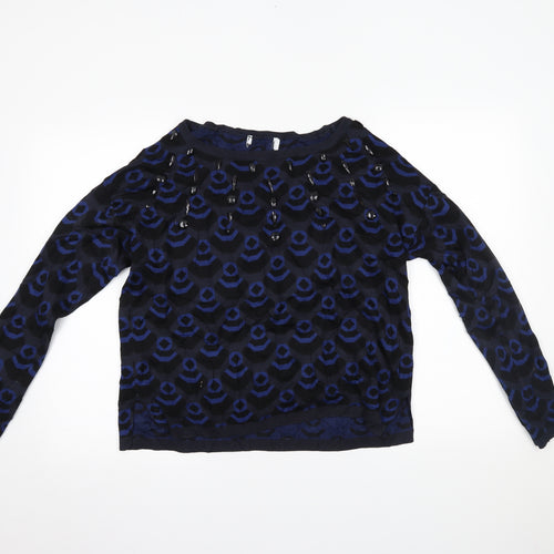 NEXT Womens Blue Geometric  Pullover Jumper Size 14