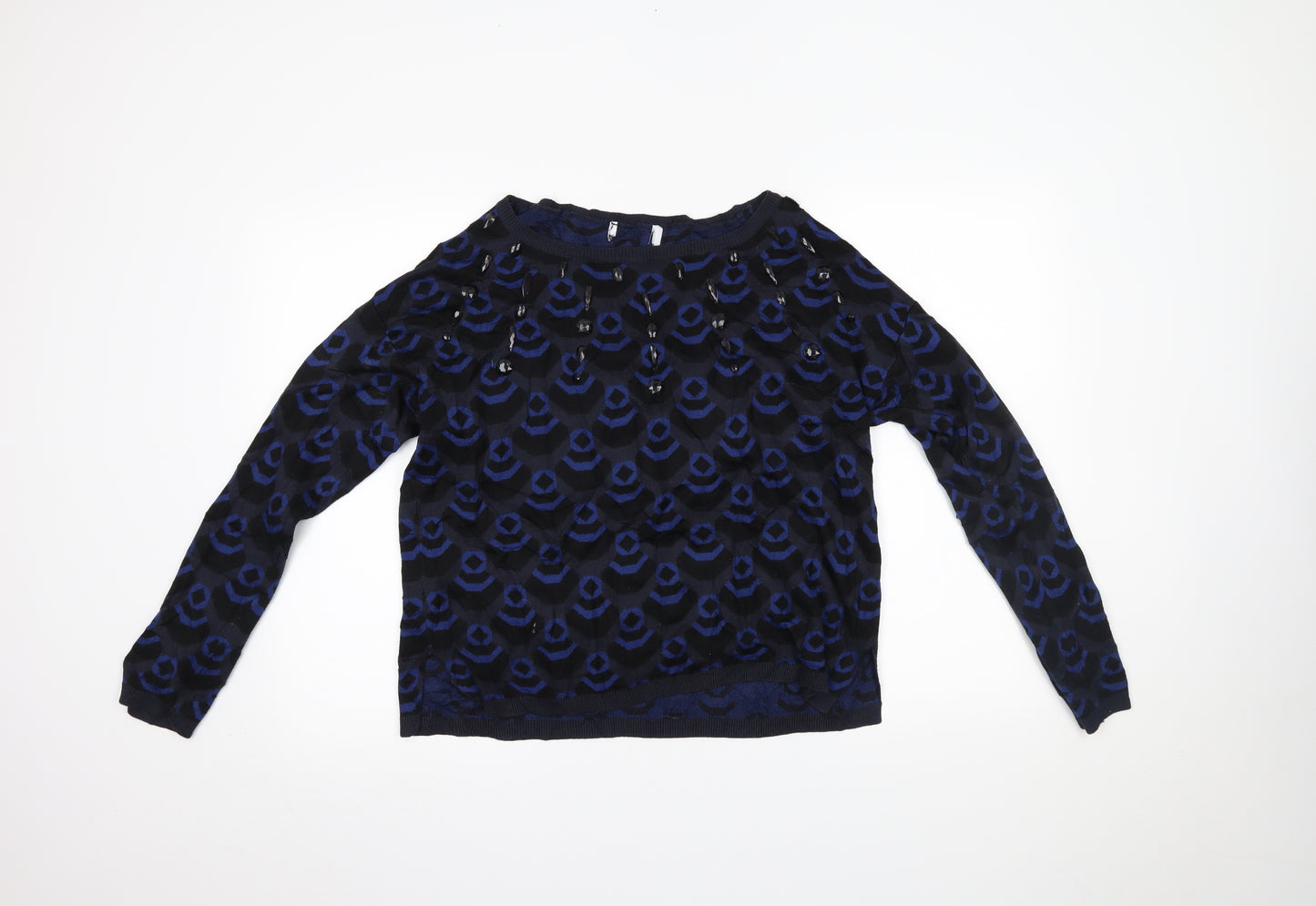 NEXT Womens Blue Geometric  Pullover Jumper Size 14