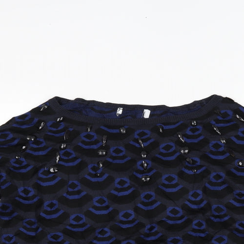 NEXT Womens Blue Geometric  Pullover Jumper Size 14