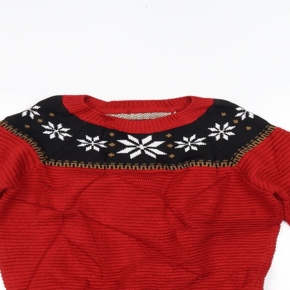 Marks and Spencer Womens Red Fair Isle  Pullover Jumper Size 8