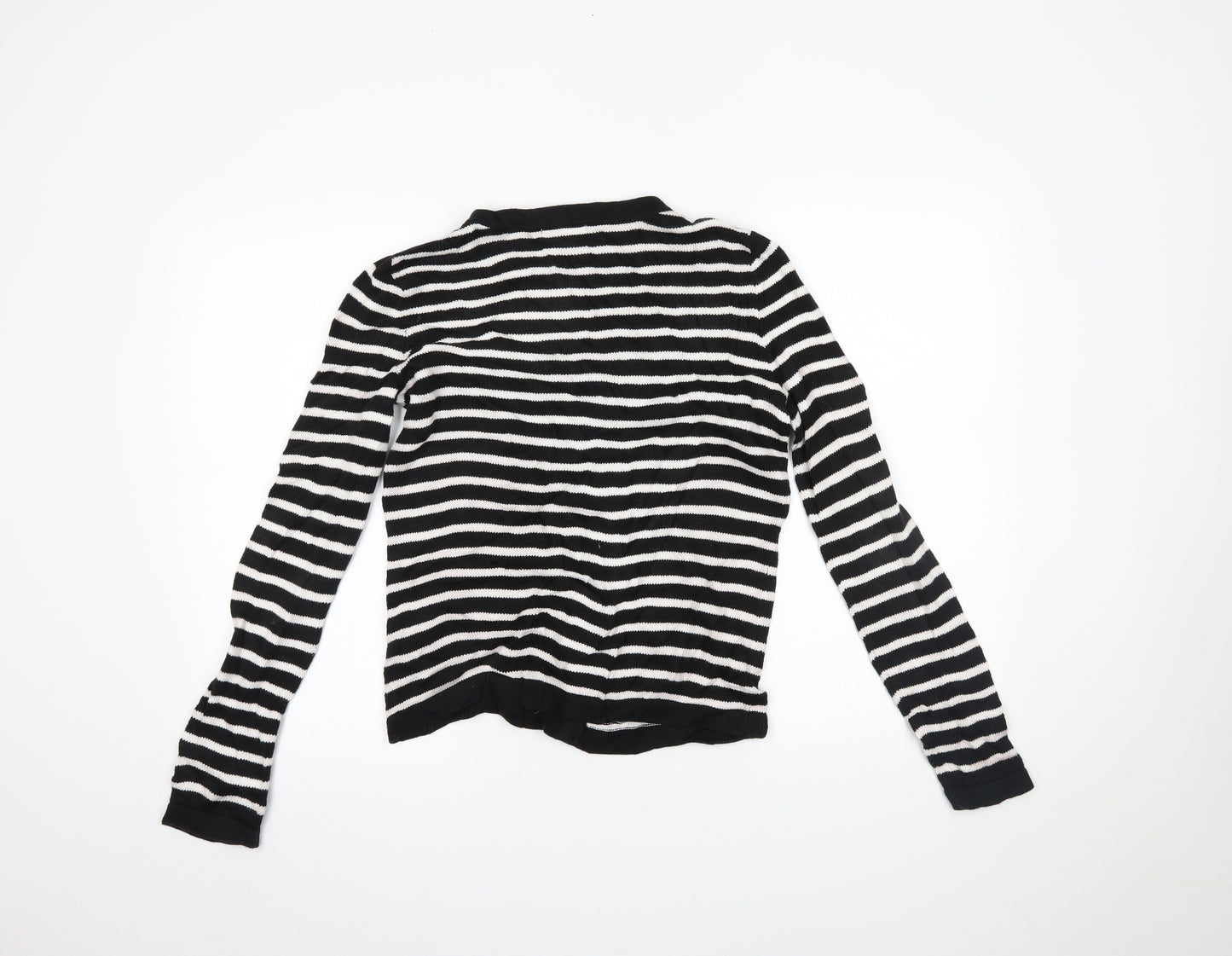 H&M Womens Black Striped  Cardigan Jumper Size S