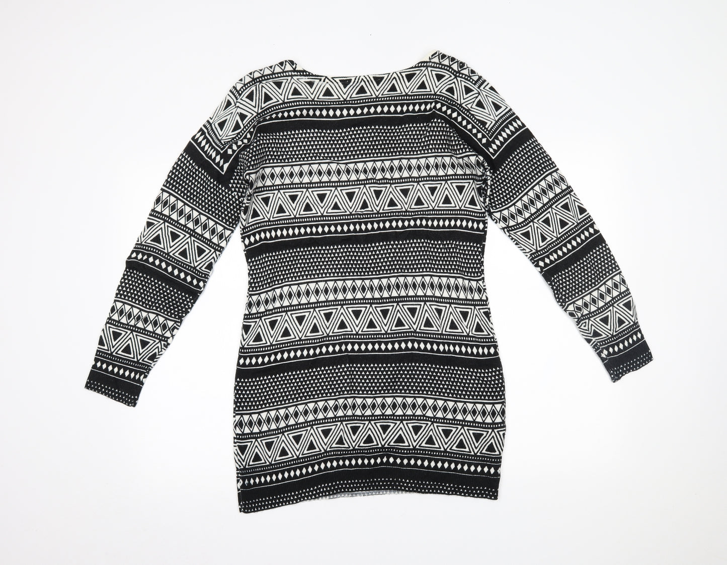 Peacocks Womens Black Geometric  Basic Blouse Size 12