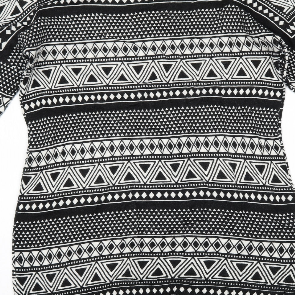 Peacocks Womens Black Geometric  Basic Blouse Size 12