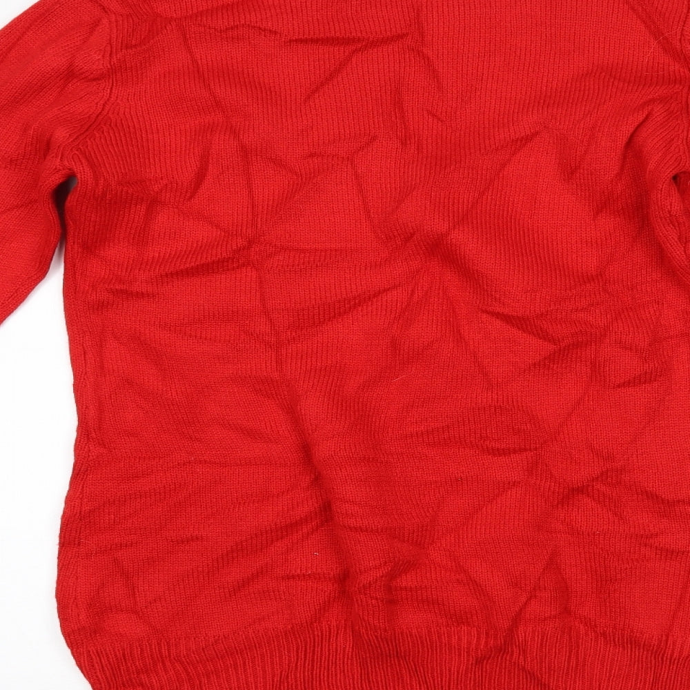 Janey Womens Red   Henley Jumper Size M  - CHRISTMAS