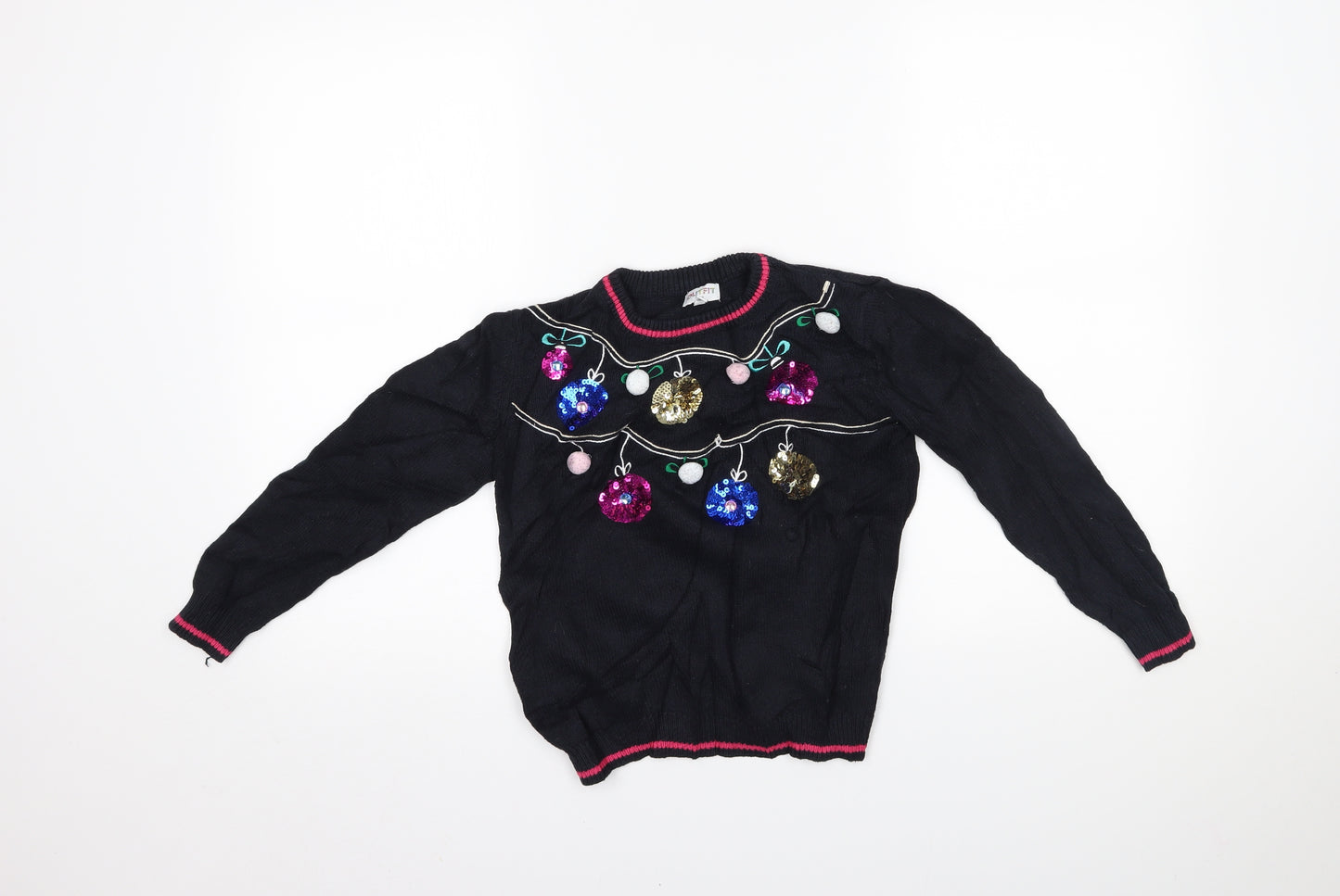 OUTFIT Girls Black   Pullover Jumper Size 8 Years  - christmas