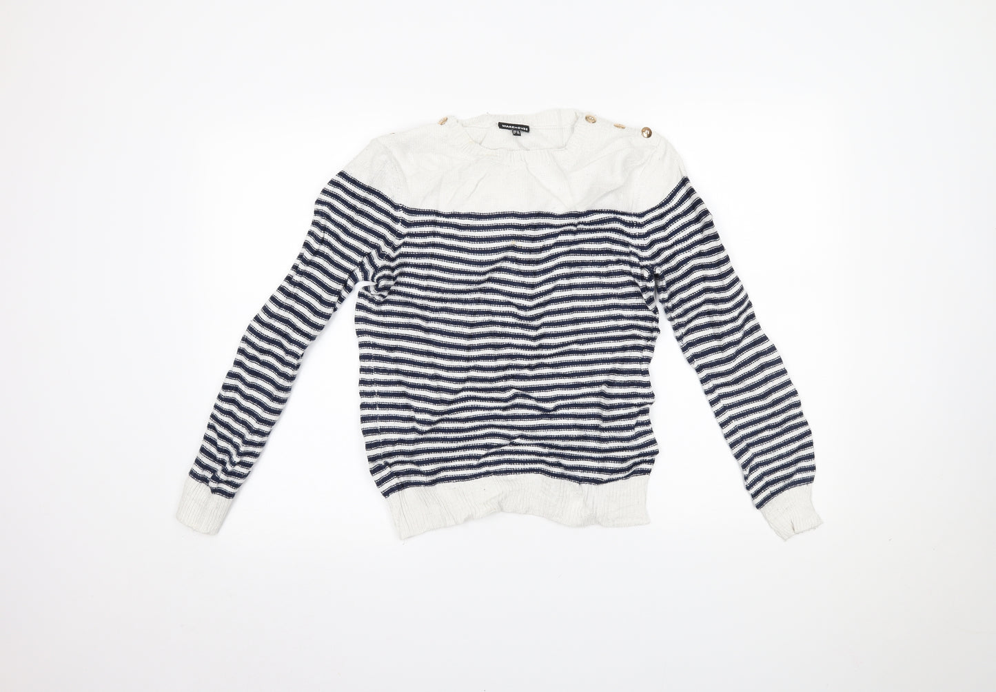 Warehouse Womens Blue Striped  Pullover Jumper Size 12