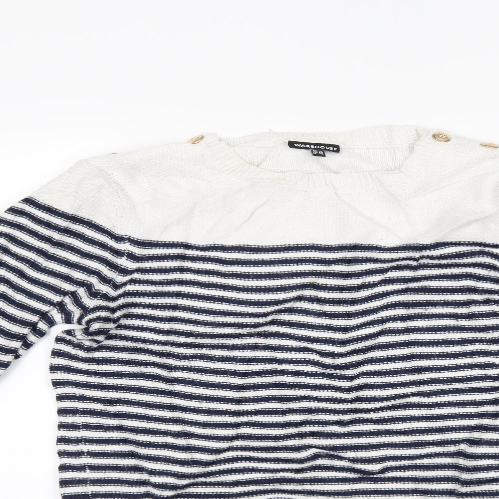 Warehouse Womens Blue Striped  Pullover Jumper Size 12