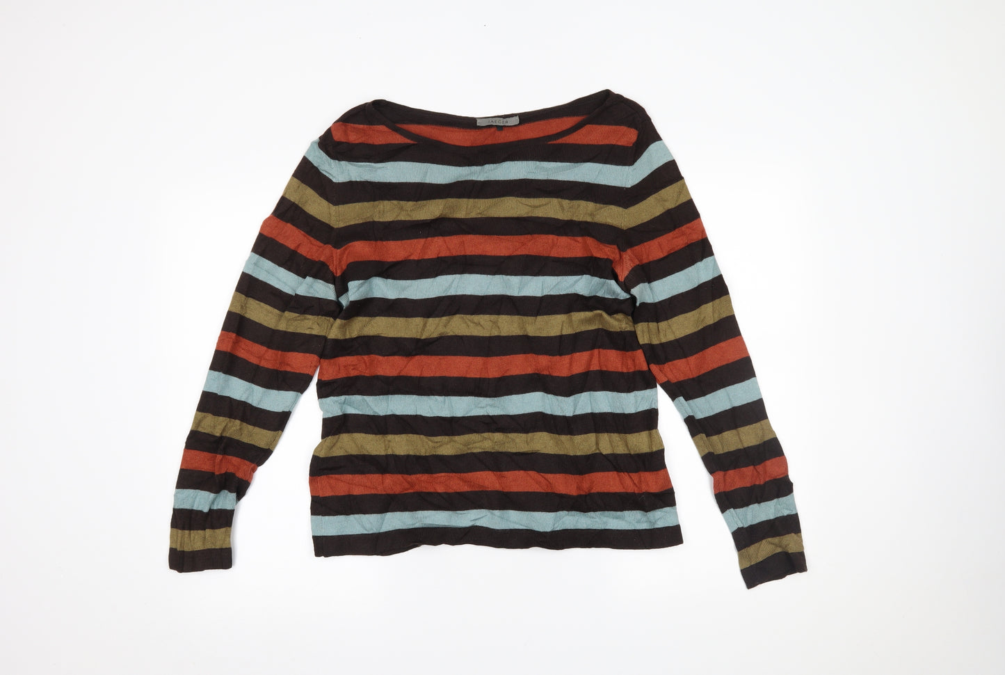 Jaeger Womens Multicoloured Striped  Basic Blouse Size L