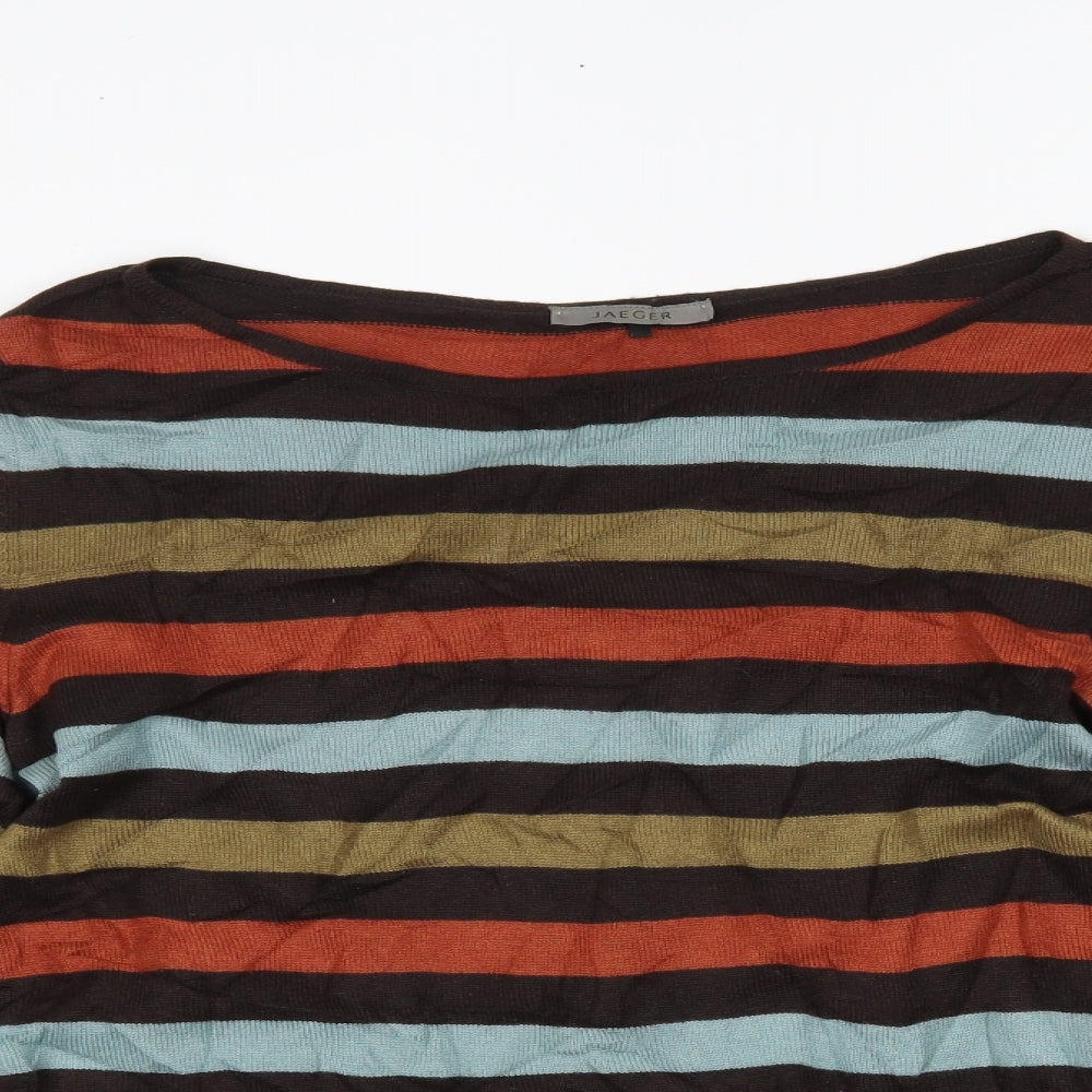 Jaeger Womens Multicoloured Striped  Basic Blouse Size L