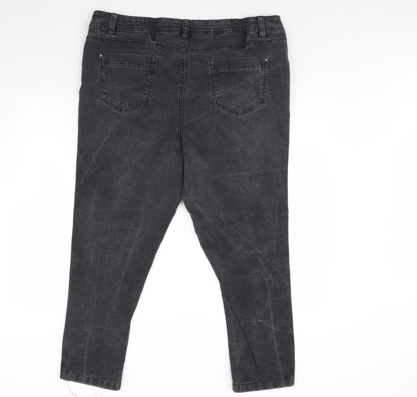 Preworn Womens Black  Denim Straight Jeans Size 20 L30 in