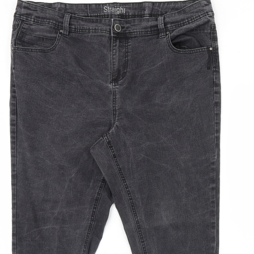 Preworn Womens Black  Denim Straight Jeans Size 20 L30 in