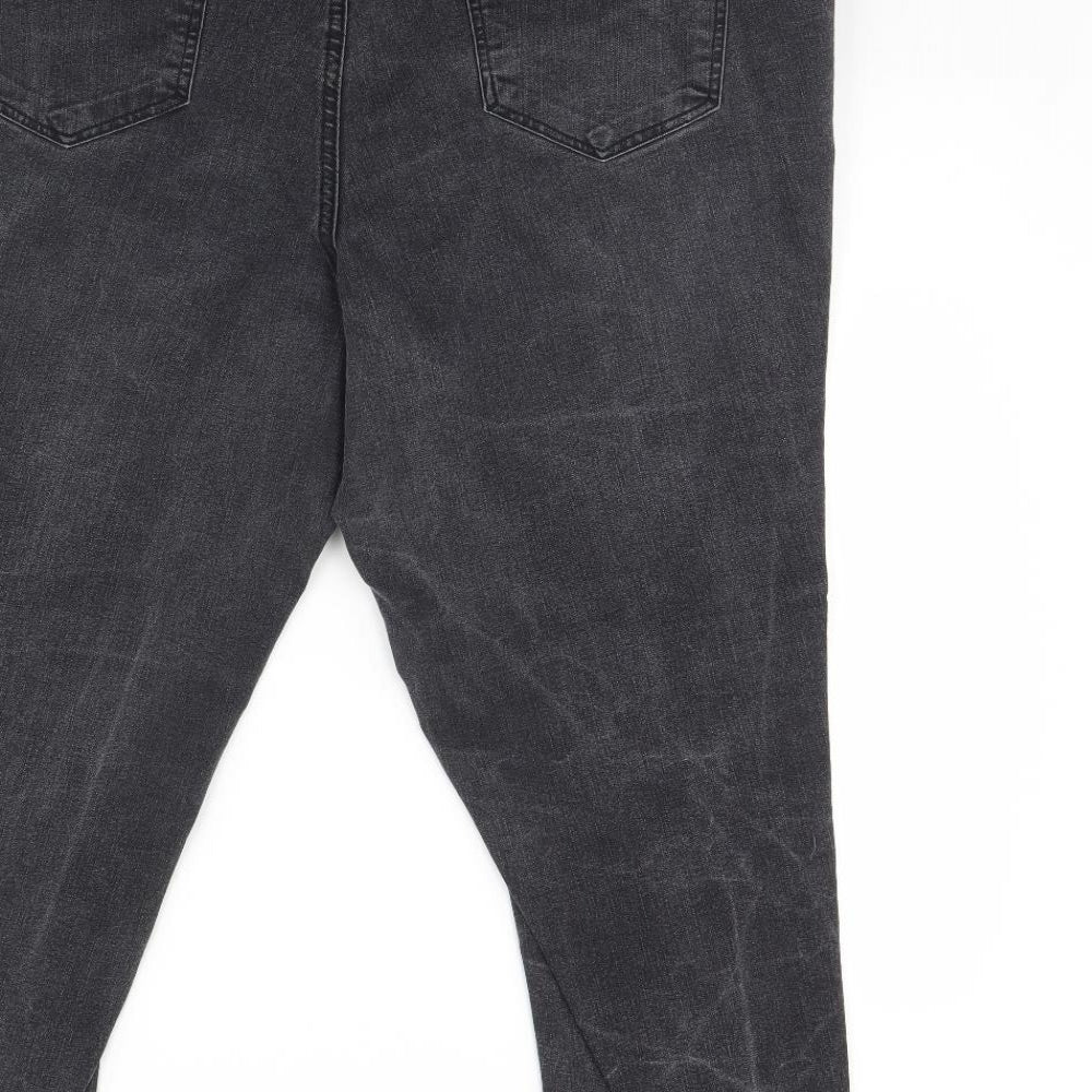 Preworn Womens Black  Denim Straight Jeans Size 20 L30 in