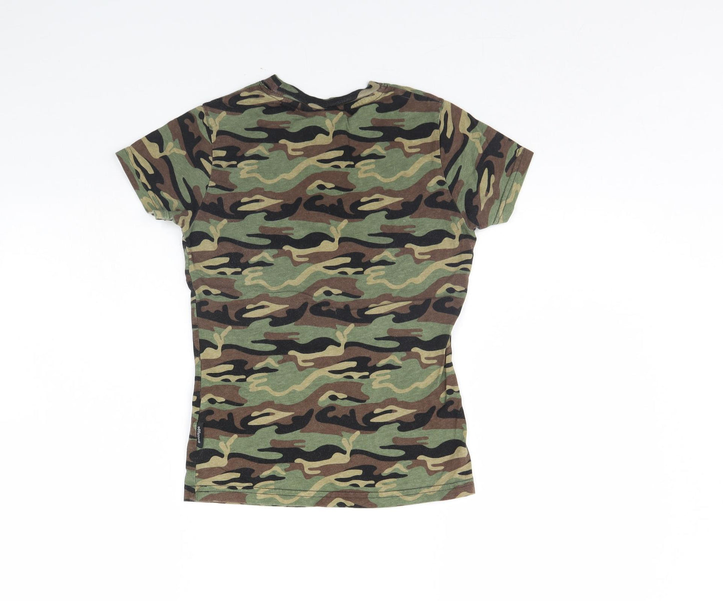 Golddigga Womens Green Camouflage  Basic T-Shirt Size XS