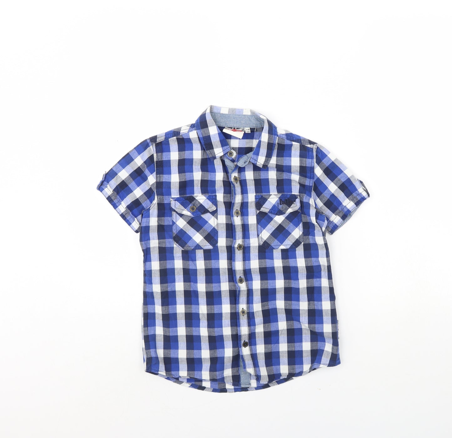 Lee Cooper Boys Blue Check  Basic Button-Up Size 7 Years