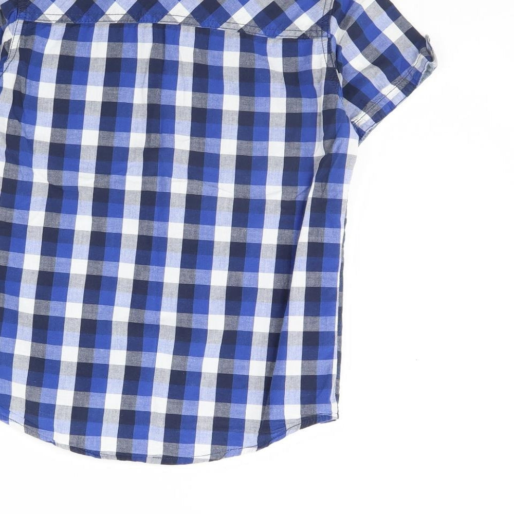 Lee Cooper Boys Blue Check  Basic Button-Up Size 7 Years