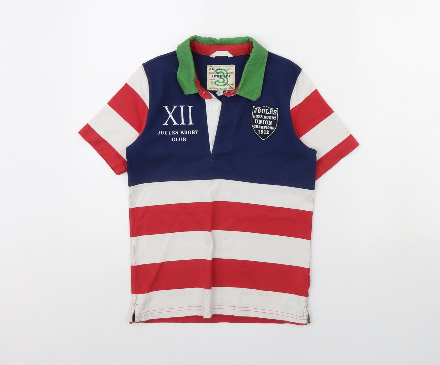 Joules Boys Red Striped  Basic Polo Size 8 Years