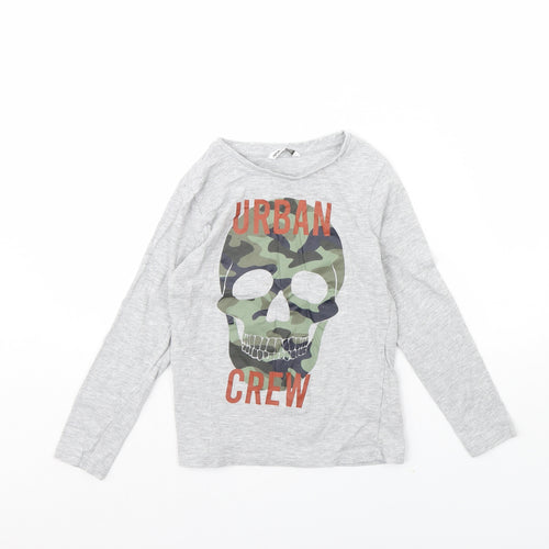 Pep & co Boys Grey   Basic T-Shirt Size 7 Years  - Skull