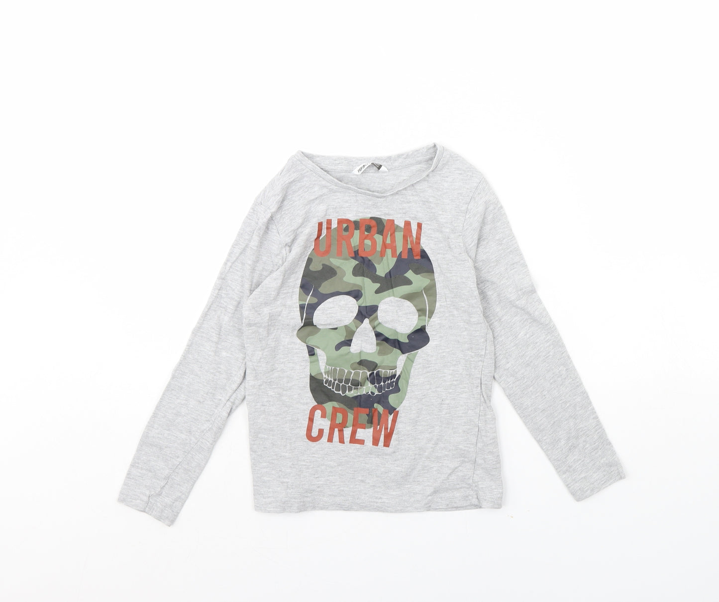 Pep & co Boys Grey   Basic T-Shirt Size 7 Years  - Skull