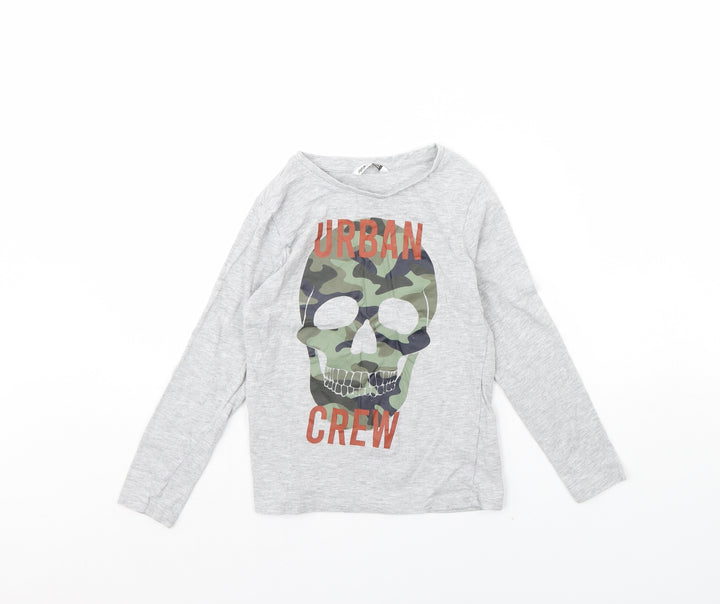 Pep & co Boys Grey   Basic T-Shirt Size 7 Years  - Skull