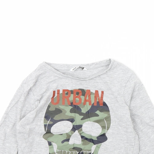 Pep & co Boys Grey   Basic T-Shirt Size 7 Years  - Skull