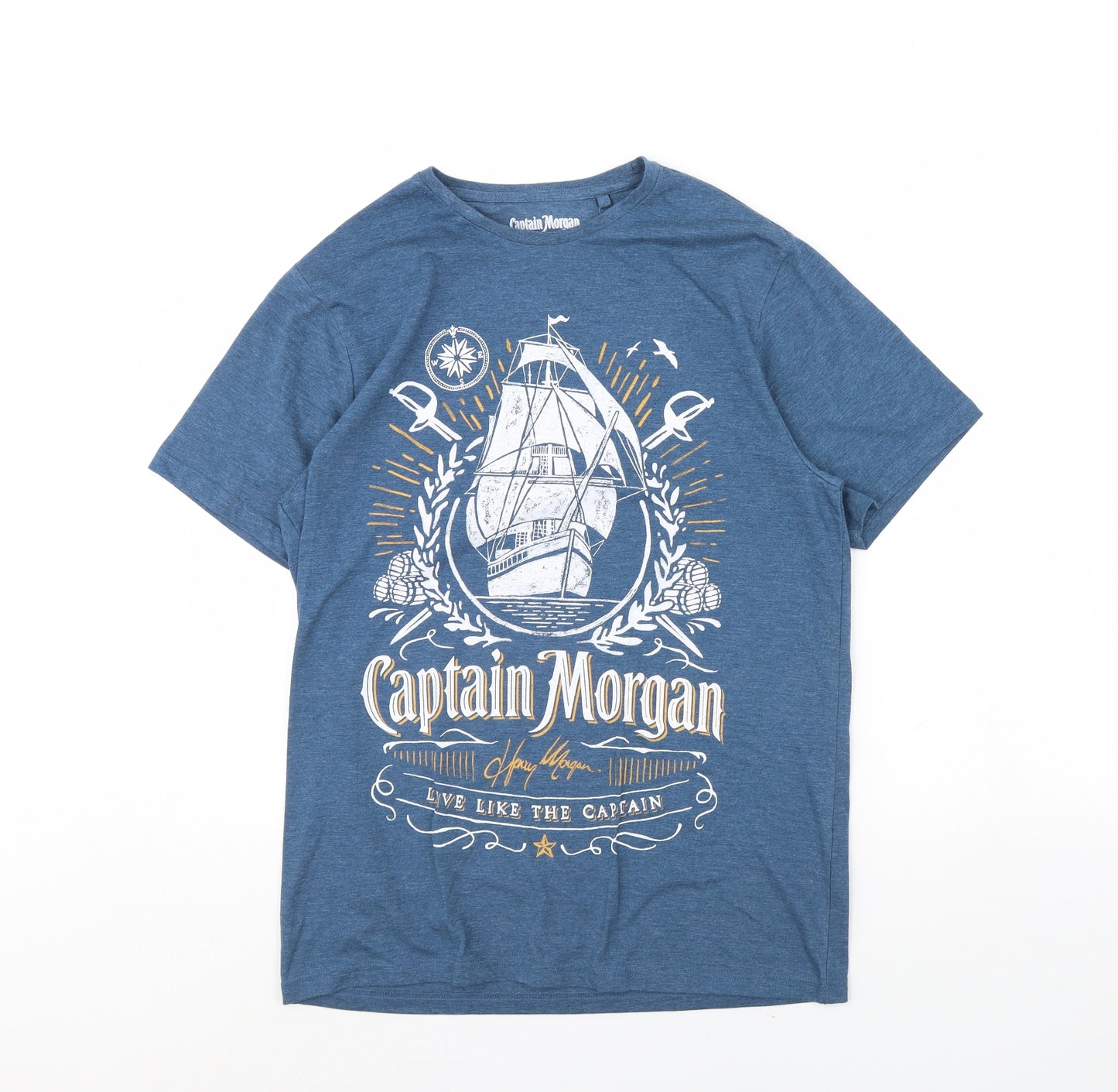 Captain Morgan Mens Blue    T-Shirt Size M